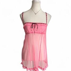 Victorias Secret Lacey Pink Vintage Y2K Slip Dress Size Medium